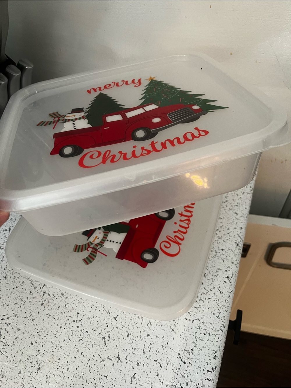 Holiday Merry Christmas Red Truck Food Storage Container - Unbranded lot 2